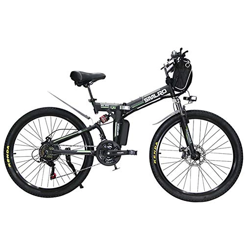Vélos électriques : HJCC Vélo Électrique, Pliant Montagne Électrique 36V350W Batterie Au Lithium Tram Adulte Vélo De Montagne, Noir Et Vert