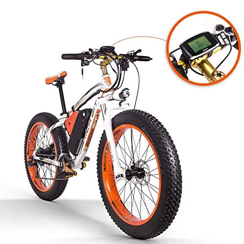 Vélos électriques : HNHM 48V 1000W 17Ah 21 Vitesses Mountain Snow vélo électrique 26 Pouces vélo électrique-Orange_Chine