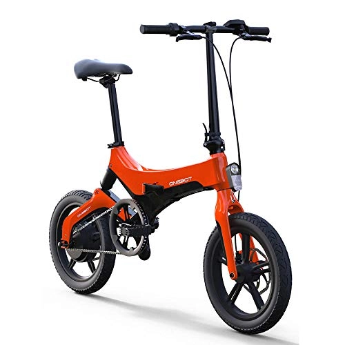 Vélos électriques : Hold E-Bikes Vlo lectrique eBike Portable Pliable pour Les trajets Quotidiens Suspension arrire, Bicyclette Unisexe Assistance par pdale, 250W / 36V Orange