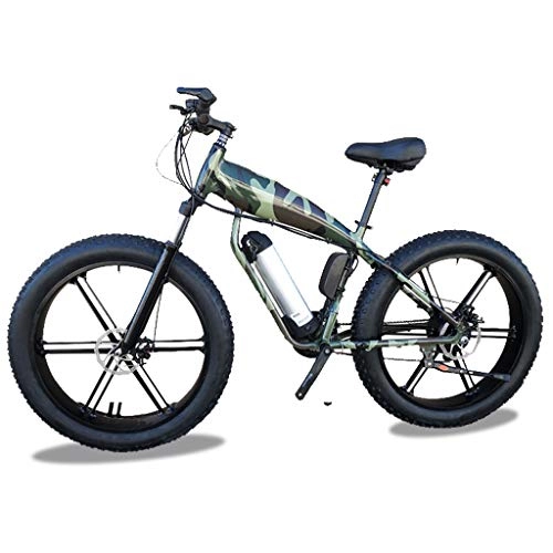 Vélos électriques : HOME-MJJ 26inch Fat Tire E-Bike 48V 400W électrique Mountain Bikes Plage Sports Cruiser Hommes Ville Vélo 14Ah / 18Ah Grande capacité de la Batterie au Lithium (Color : Green, Size : 14Ah)