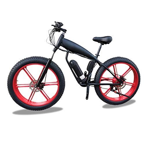 Vélos électriques : HOME-MJJ 48V 400W vélo électrique Fat Tire E-Bike Plage Cruiser Vélos de Mountain Sports Hommes Batterie au Lithium hydraulique Freins à Disque (Color : Red, Size : 14Ah)