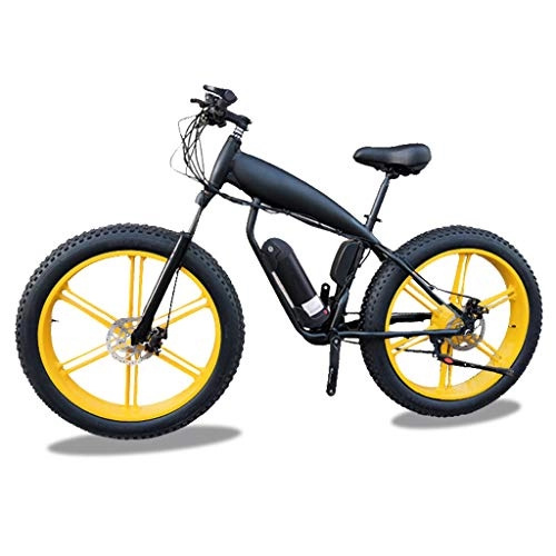 Vélos électriques : HOME-MJJ 48V 400W vélo électrique Fat Tire E-Bike Plage Cruiser Vélos de Mountain Sports Hommes Batterie au Lithium hydraulique Freins à Disque (Color : Yellow, Size : 14Ah)