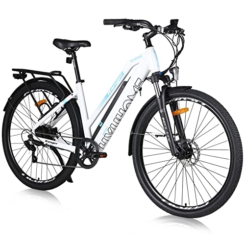 Vélos électriques : Hyuhome Ebike City Vélo électrique pour femme 28" - Pour homme - 250 W - Avec moteur Bafang et batterie amovible 36 V 12, 5 Ah (blanc, 820 L)