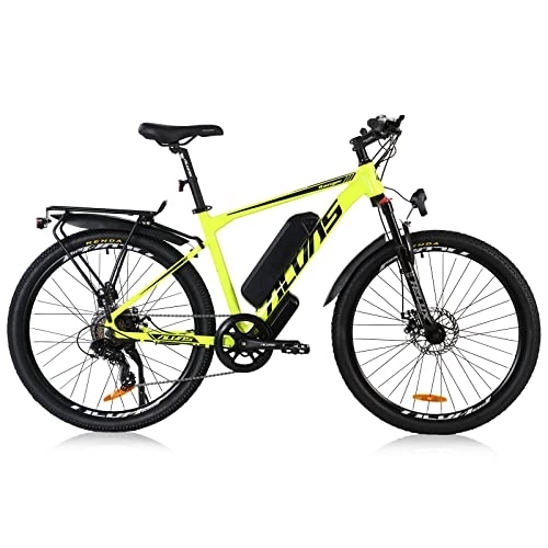 Vélos électriques : Hyuhome Vélo électrique pour adultes en alliage d'aluminium avec batterie lithium-ion amovible 36 V / 12, 5 Ah (66 cm, jaune-36 V 12, 5 Ah)