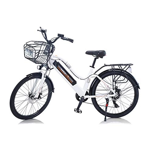 Vélos électriques : Hyuhome Vélo électrique pour femme adulte, 26" 36 V 10 A - Vélo électrique amovible - Batterie lithium-ion - Vélo de montagne électrique pour les voyages en plein air - Blanc