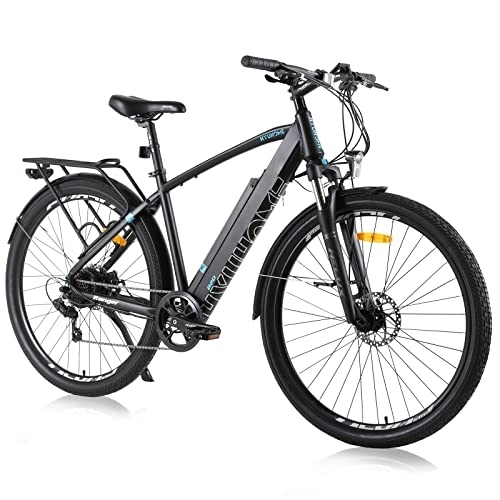 Vélos électriques : Hyuhome Vélos électriques pour Homme Adulte, VTT électrique de 28'', vélos électriques pour Homme avec Batterie Amovible de 36 V 12, 5 Ah et Moteur BAFANG (820 m, Noir)