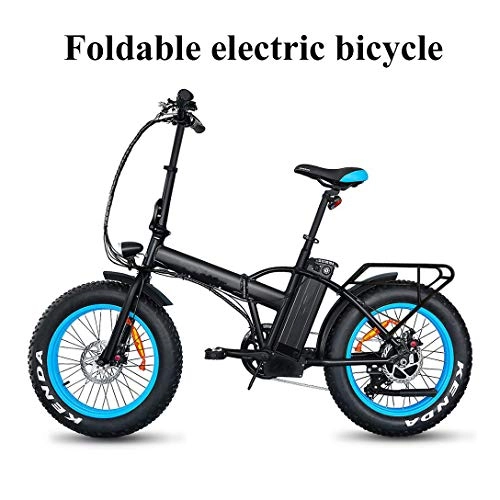 Vélos électriques : HZWL 500W 36V Upgrade Pliable Fat Tire Vlo lectrique Vlo - Wiht Amovible Lithium Batterie Et LED Display 20 Pouces Pneus E-Bike Sport VTT, (Bleu) A