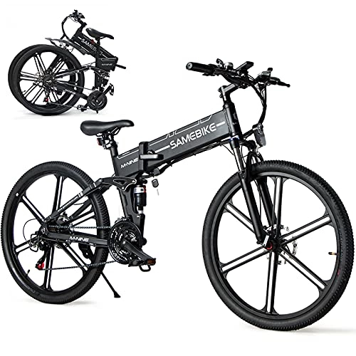 Vélos électriques : JINGJIN 26" Vélo électrique 500w Bike vélo de Montagne, VTT de Neige, Batterie au Lithium 48V10AH, Shimano 21 Vitesses, E-Bike pour Adulte Vitesse 35 km / h, Black