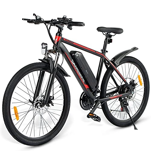 Vélos électriques : JINGJIN Vélos électriques, Gros Pneu 26 Pouces Ebikes vélos Tout Terrain, VTT pour Adulte avec Li -Batterie Amovible 36V 10Ah E-Bike, Black