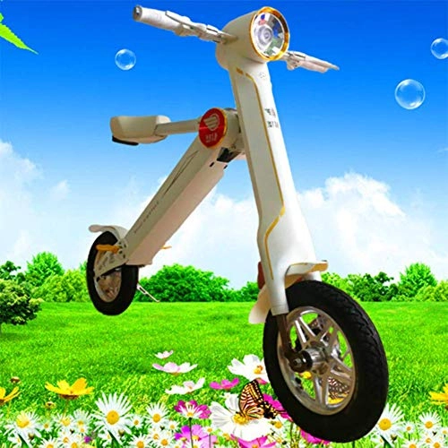 Vélos électriques : JJZXLQ Mini Vélo Électrique Pliant Vélo Électrique Pliant Urbain Taille: 12 Pouces, 250W, Capacité De Charge: 150 Kg, Blanc