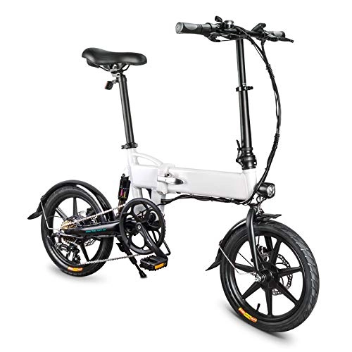 Vélos électriques : JsJr-K-In Vélo pliant électrique pliant pliable pliable pour adultes, pliage de vélo électrique pliant 16", 250 W 25KM / H 3 modes Blanc