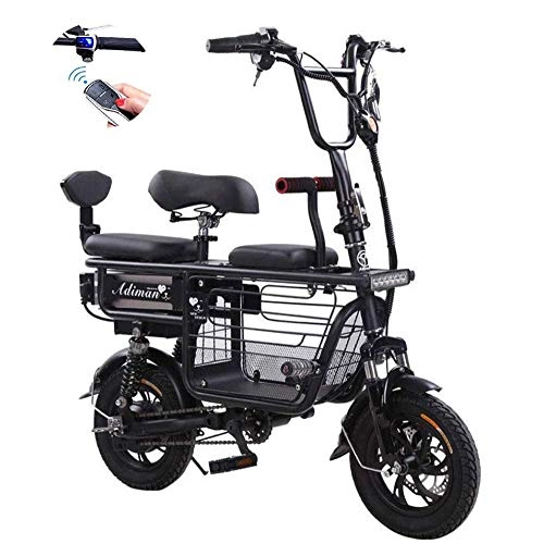 Vélos électriques : June Portable Vélo De Banlieue électrique avec Batterie Au Lithium 48V 30Ah Noire étanche à l'eau Haute Luminosité Antichoc LED Spotlight Vélo électrique Pliant, Black