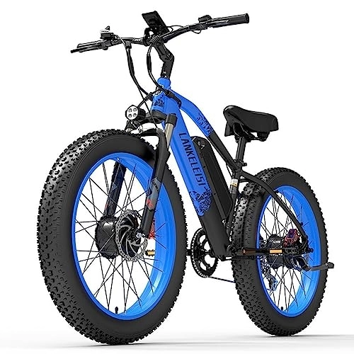 Vélos électriques : Kinsella MG740 Plus vélo électrique à Double Moteur avec Batterie au Lithium 48V 20Ah, pneus de 26" x 4" de Large, Suspension Avant Noir + Bleu