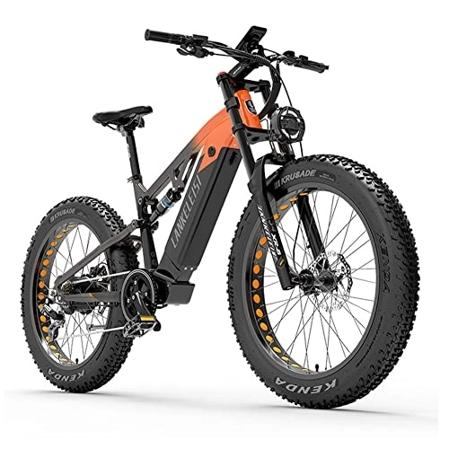 Vélos électriques : Kinsella RV800 Plus Haute qualité Moteur Bafang VTT électrique 48V20ah Puissance 21700 Batterie au Lithium (Orange Noir)