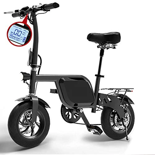 Vélos électriques : KNFBOK 12 Pouces Mini vélo électrique Pliant 48V 4.4AH Batterie au Lithium Large Pneu vélo Vitesse maximale jusqu'à 25 km / h