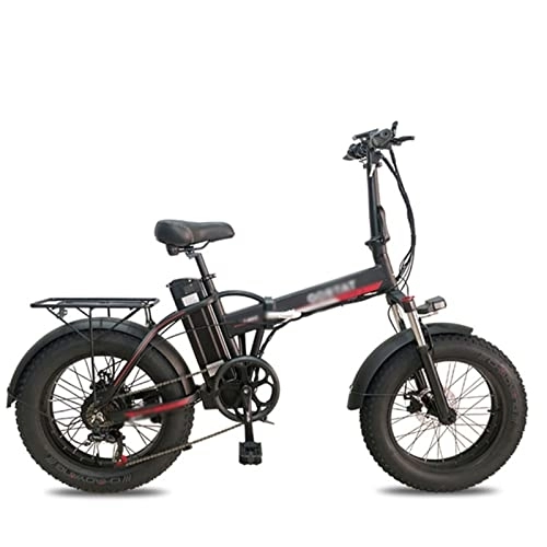 Vélos électriques : KOWM zxc Bikes pour homme Vélo électrique pliable 50, 8 cm Vélo électrique à gros pneus Beach Cruiser Moto électrique Batterie au lithium