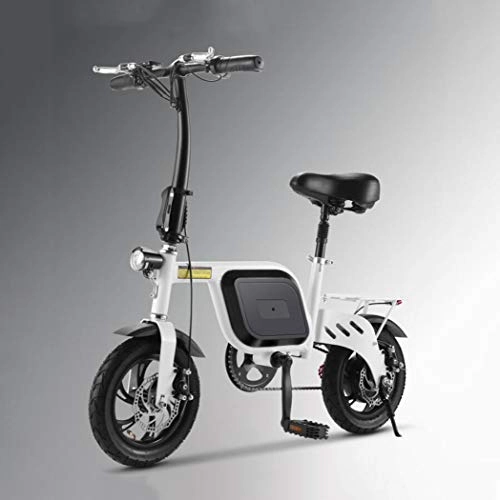 Vélos électriques : Langlin Vélo électrique pour Adultes Pliable légère Vélo Ville Vélos à Double Disque de Frein avec éclairage LED Absorption Double Choc imperméable à l'eau Distance maximale 60KM Courir, Blanc, 60km