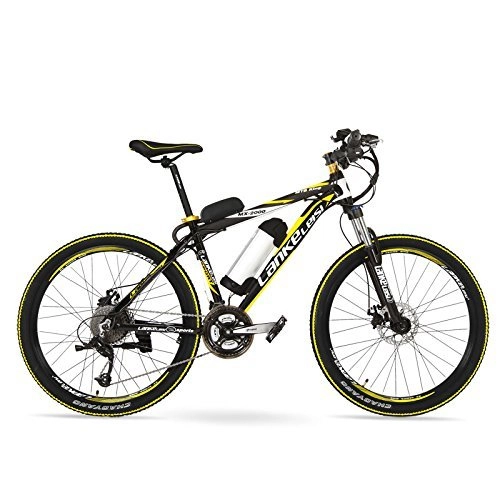 Vélos électriques : LANKELEISI MX2000 26" 240W 48V 10Ah vélo de Montagne, Batterie au Lithium de Grande Puissance E Bike 27 Vitesses, Frein à Disque, 30~40km / h (Noir Jaune, Plus 1 Batterie épargné)