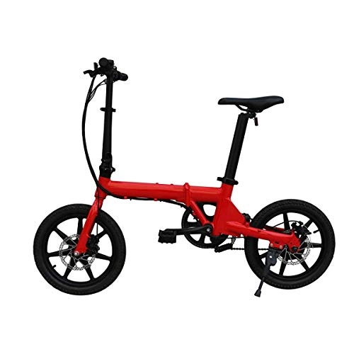 Vélos électriques : Le vélo Pliant électrique de Puissance de Batterie au Lithium de Bicyclette électrique de 16 Pouces est Facile et Commode, Facile à Porter, Red