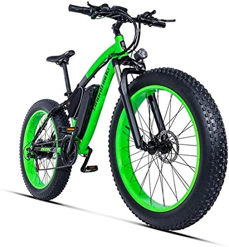 Vélos électriques : lectrique VTT 26 Pouces 500W 48V 17AH avec Grande Amovible Capacit Batterie Lithium Disque E-Bikes Vlo lectrique 21 Vitesses Vitesse Et Trois Modes De Travail, Vert