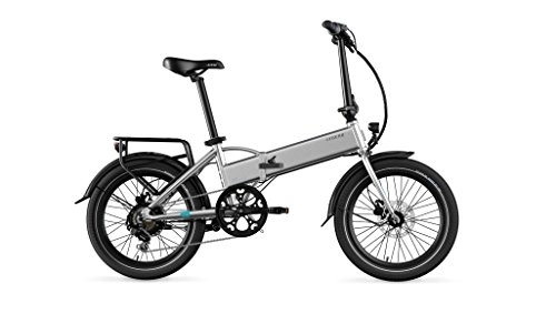 Vélos électriques : Legend Monza Vélo Électrique Pliant Smart eBike Roues de 20 Pouces, Freins Disque Hydraulique, Batterie 36V 10.4Ah Sanyo-Panasonic (374.4Wh), Argent