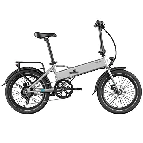 Vélos électriques : Legend Monza Vélo Électrique Pliant Smart eBike Roues de 20 Pouces, Freins Disque Hydraulique, Batterie 36V 14Ah Panasonic (504Wh), Argent
