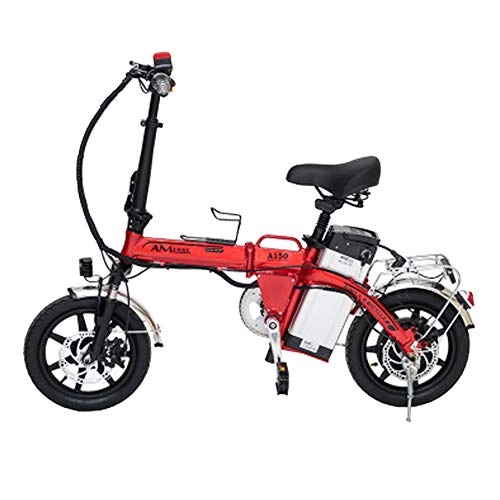 Vélos électriques : LETFF Vlo lectrique Pliable Adulte 14 Pouces, 35 Km / H, Vlo De Montagne 350W, Rouge, Noir, Red