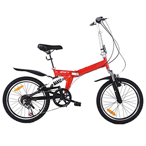Vélos électriques : LETFF Vélo Pliant Adulte 20 Pouces, 6 Vitesses À Vitesse Variable Absorption des Chocs Étudiants Masculins Et Féminins Vélo Pliant en Acier À Haute Teneur en Carbone, Red