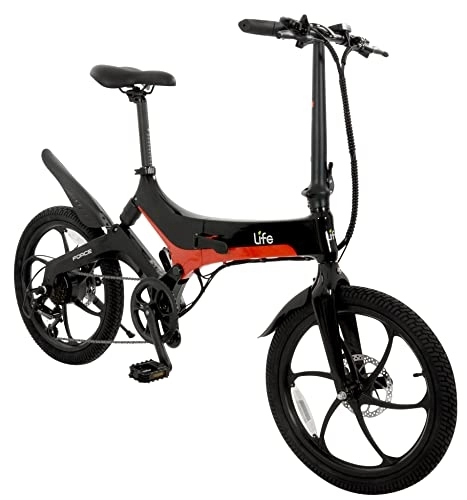 Vélos électriques : Li-Fe Vélo électrique Pliant Force, Noir / Rouge Pliable Unisexe, 20inch Wheel and 14.5inch Frame