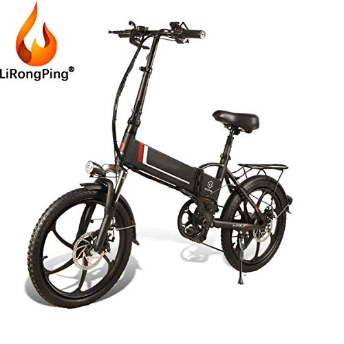 Vélos électriques : LiChenYao 20" Vlo lectrique 350W Vlo lectrique de Ville avec Batterie Amovible 48V 10.4AH au Lithium, Vitesse 30 Km / h, E-Bike Pliable pour Les Adolescents Adultes Electric Bicycle