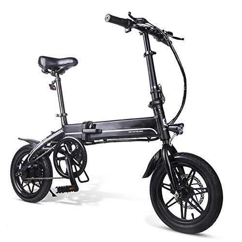 Vélos électriques : LILIJIA Vélo Adulte 14 Pouces VTT avec Siège Réglable, Vélos électriques Pliants avec 250w 36v 7.5ah Batterie Au Lithium-ION E Bike pour Le Travail De Voyage à Vélo en Plein Air, Noir