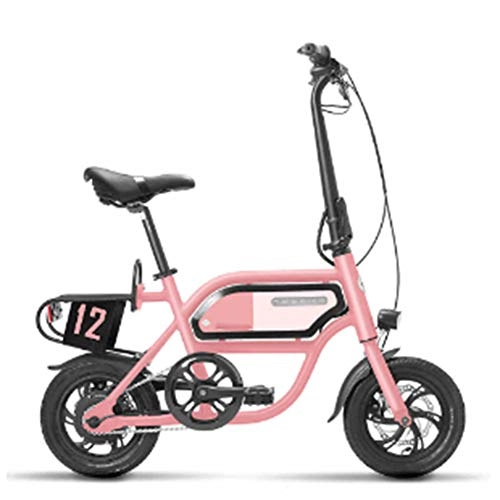 Vélos électriques : LILIJIA Vélo Montagne électrique De 12 `` avec Batterie Au Lithium-ION Grande Capacité 13 Ah (36v 250w), Navettage à L'extérieur Vélo électrique Pliant Vitesse Maximale 25 Km / H, Rose, 36V / 13Ah