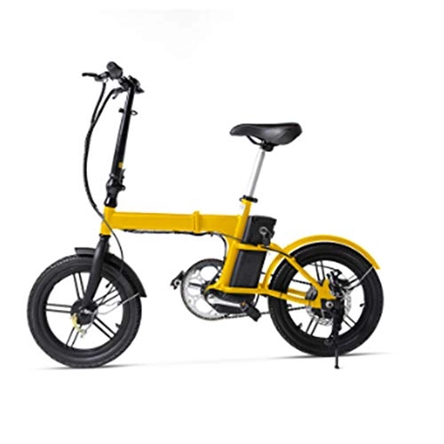 Vélos électriques : LILIJIA Vélo Pliable électrique, avec Double Frein à Disque Avant et arrière, vélo électrique avec Roues de 16 Pouces et Moteur 350W, vélo électrique Pliant pour Les déplacements à l'extérieur, Jaune