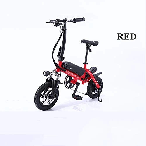 Vélos électriques : LILIJIA Vélo électrique Pliant 12 `` 250w Vélo électrique en Aluminium pour Adultes Et Adolescents, Ou Sports Plein Air, Cyclisme Voyage, Vitesse Maximale 25 Km / H, Rouge