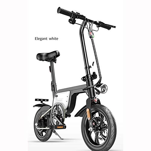 Vélos électriques : LILIJIA Vélos électriques Pliants Montagne en Plein Air pour Adultes, Vélo Ebike en Alliage D'aluminium 250w 36v / 6ah Batterie Au Lithium-ION Grande Capacité VTT / Commute Ebike, Blanc