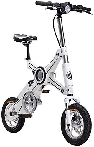 Vélos électriques : LJ Vélos, vélos électriques, vélos pliants Ebike pliant en alliage d'aluminium vélo électrique sans chaîne léger et pliage rapide Ebike 10 pouces avec siège enfant 35 km adulte-blanc, blanc