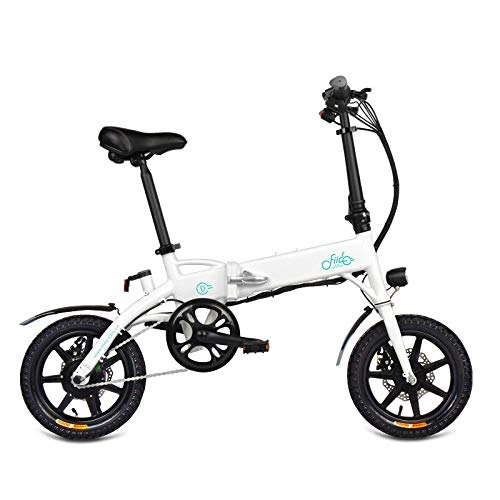 Vélos électriques : LLDKA Pliable E-Bike 10.4AH Batterie 3 Équitation Modes vélo électrique vélomoteur vélo 14 Pouces Pneus 250W Moteur 25 kmh, Blanc