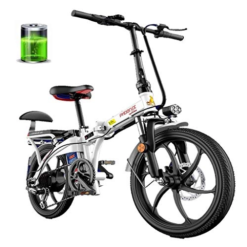 Vélos électriques : Logo 48V Pliant vlo lectrique 250W 20 vlo lectrique avec Amovible 8Ah / 12Ah Lithium-ION Rechargeable - Sige Guidon rglable en Hauteur (Color : White, Size : 12Ah)