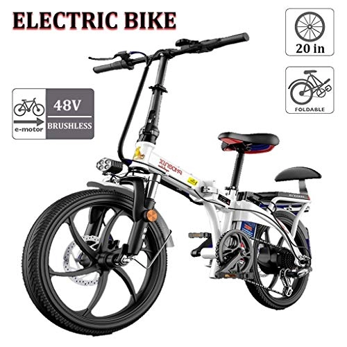 Vélos électriques : Logo lectrique Pliant vlo 20 Pouces Pneus 250W Trois Moteur quitation Modes E-Bike 48V 12Ah Amovible au Lithium-ION extrieur Voyage vlos (Color : White, Size : 8Ah)