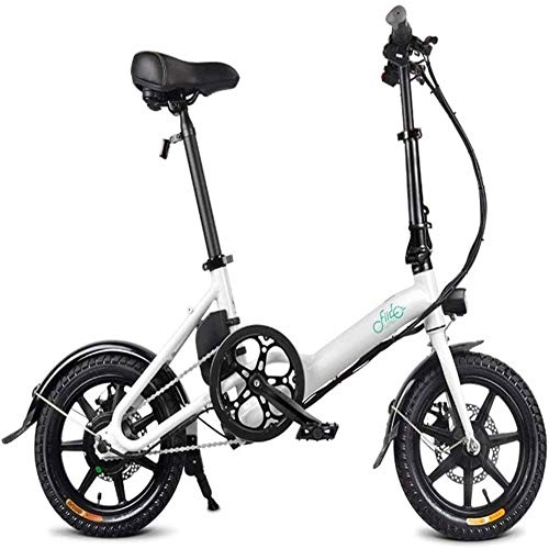 Vélos électriques : LOPP Ebike e-Bike Fast E-Bikes pour Adultes Vélo électrique Pliant de 14 Pouces avec Batterie au Lithium-ION 250W 36V / 7.8AH - Assistance électrique à 3 Vitesses (Couleur: Blanc)