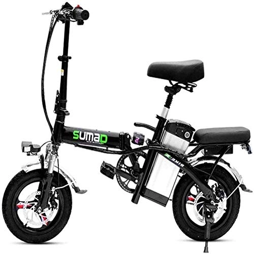 Vélos électriques : LOPP Vélo électrique Ebike pour Adultes en Alliage d'aluminium Portable Facile à Plier avec pédale Booster électrique Ebike avec Roues de 14 Pouces et Batterie Lithium-ION 48V Amovible