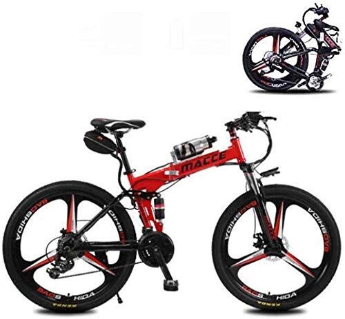 Vélos électriques : LZMX 26 Pouces Adulte électrique Pliant vélo, 21 Vitesses électrique VTT avec 36V 6.8A Batterie au Lithium, 21 Vitesses 3 Modes de Conduite, Convient for Equitation Vélos d'exercice (Color : Red)