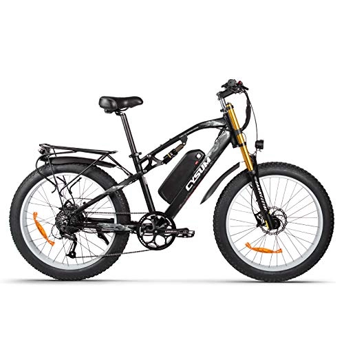 Vélos électriques : M900 vélo électrique 1000W VTT 26 * 4 Pouces Gros pneus vélos 9 Vitesses Ebikes pour Adultes avec Batterie 17Ah (Blanc)