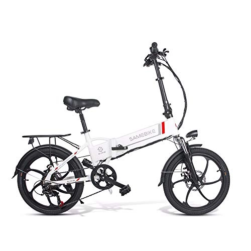 Vélos électriques : MDDC Voiture électrique Pliante, Voiture électrique Blanche Voiture électrique Batterie au Lithium Voiture électrique Montagne vélo électrique adapté aux Adultes White