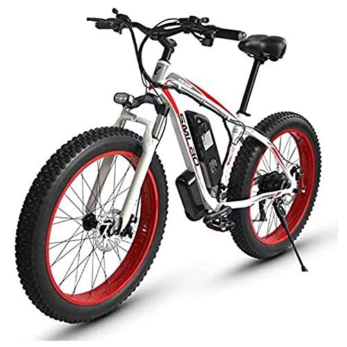 Vélos électriques : MIAOYO Vélo De Montagne Électrique De 26 Pouces pour Adulte, Alliage D'aluminium De Batterie Au Lithium De 48V 18, 5 Pouces Cadre 27 Vitesses Vélo Électrique De Neige Électrique, avec Écran LCD, Rouge