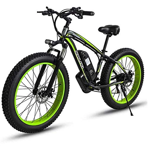 Vélos électriques : MIAOYO Vélo De Montagne Électrique De 26 Pouces pour Adulte, Alliage D'aluminium De Batterie Au Lithium De 48V 18, 5 Pouces Cadre 27 Vitesses Vélo Électrique De Neige Électrique, avec Écran LCD, Vert