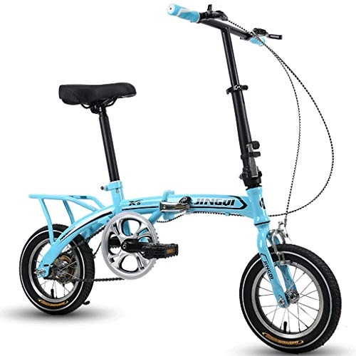 Vélos électriques : MIKEWEI Vélos électriques Mini Portable vélo Pliant -12 Pouces Enfants Adulte Femmes et Homme Sports de Plein air Vélo, Vitesse (Color : Blue)