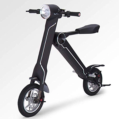 Vélos électriques : Mini Pliant Vélo Électrique, USB Charge Interface Adulte Portable Étanche Confortable Vélo Électrique Vélo en Alliage D'aluminium Loisirs Scooter, 35-45Km, Noir