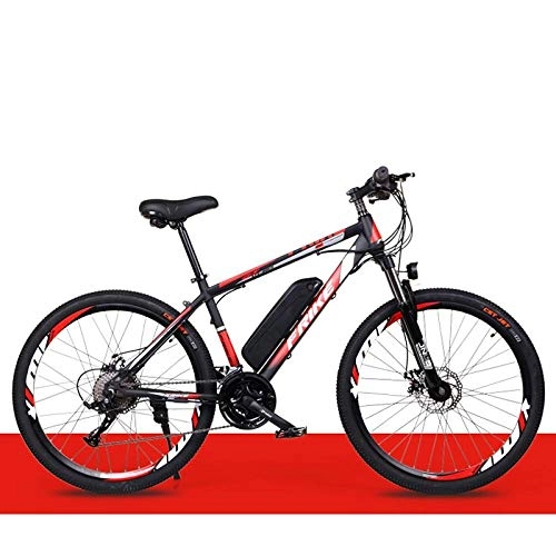 Vélos électriques : Minkui 26 Pouces vélo de Montagne électrique au Lithium 36V8AH / 10AH vélo Adulte Vitesse Variable Hors Route vélo électrique-Noir Rouge 36V10A