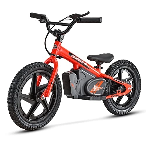 Vélos électriques : Mio Teck - Electric Balance Bike Rossa | Vélo électrique rouge pour enfants 16 pouces 5-8 ans, 2 vitesses 12-24 Km / h, 24 V 170 W Brush Motor